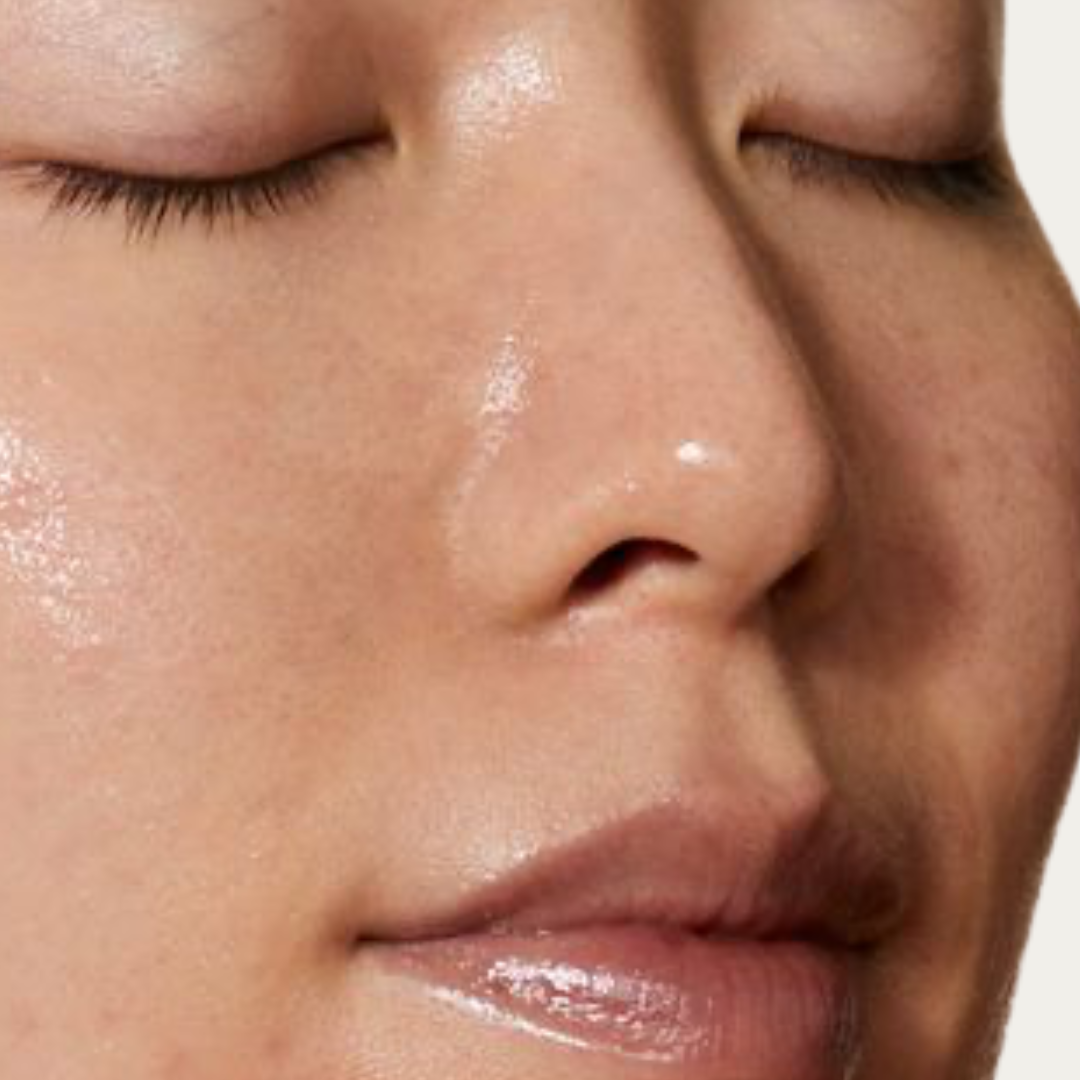 aos skincare closeup of dewy skin