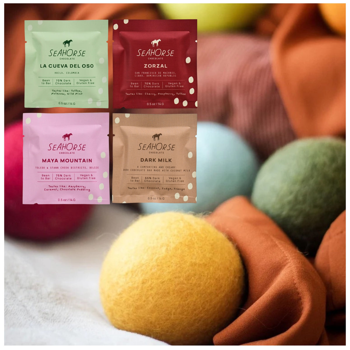 GIFT: 2 Seahorse Chocolate Mini Bars + 3 Friendsheep Wool Dyer Balls